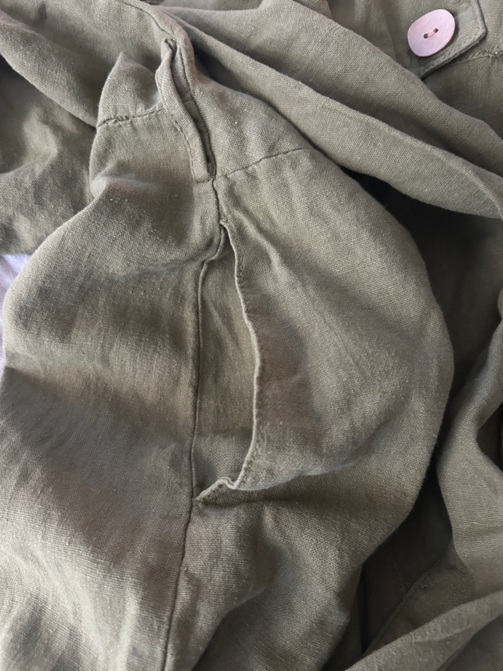 Zara Olive Green Linen Blend Knotted Jumpsuit - Picture 5 of 6